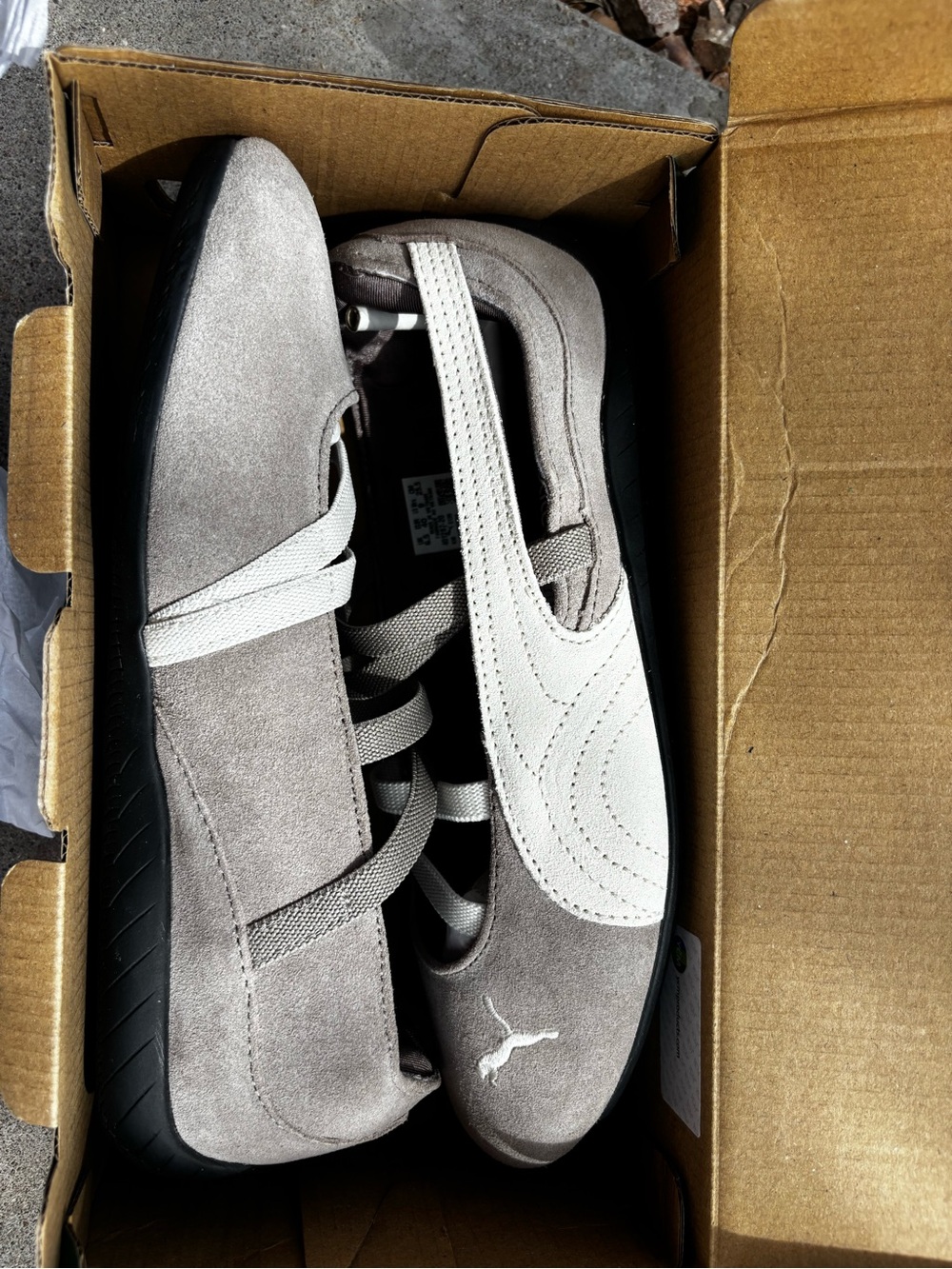 Puma Women’s Gray Suede Slip-On Sneakers with White Accent